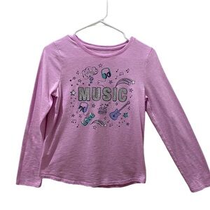 music,rock on, love long sleeve purple tee